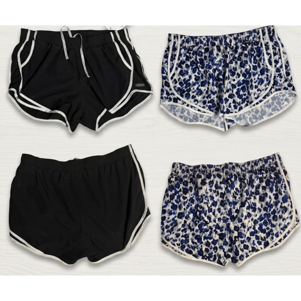 Calvin Klein Performance Shorts Bundle Black Mesh Blue Leopard Print Womens XL